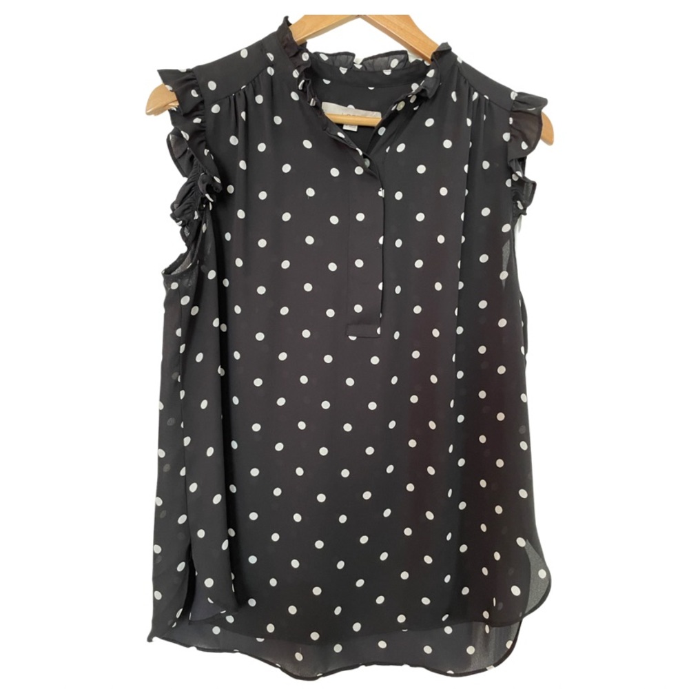 Loft Size M, black with white polka dots, airy blouse